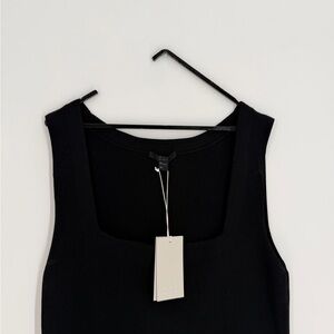 Cos Square Neck Tube Black Knitted Structured Body Forming Mini Dress